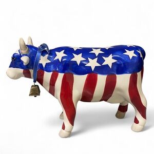 Patriotic Cow Figurine with Bell Coin Bank